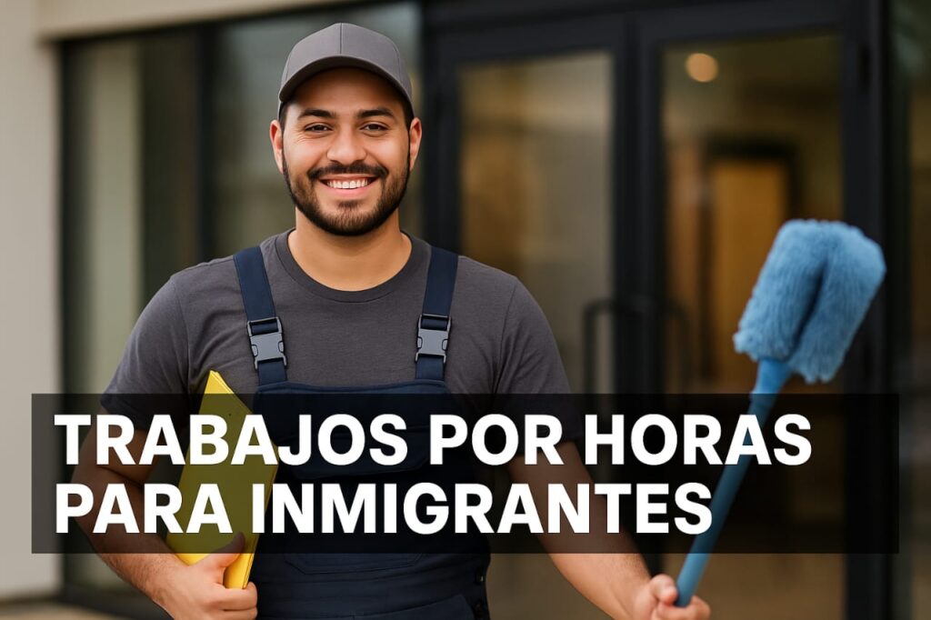 Hombre inmigrante trabajando por horas en Estados Unidos con actitud positiva y profesional